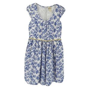 Matilda Jane Dress Bluebell Short Sleeve Size 8 Linen Blend Fit & Flare Preppy